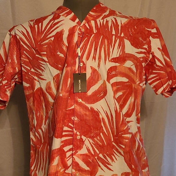 Michael Kors Other - Michael Kors red leafy short-sleeve shirt